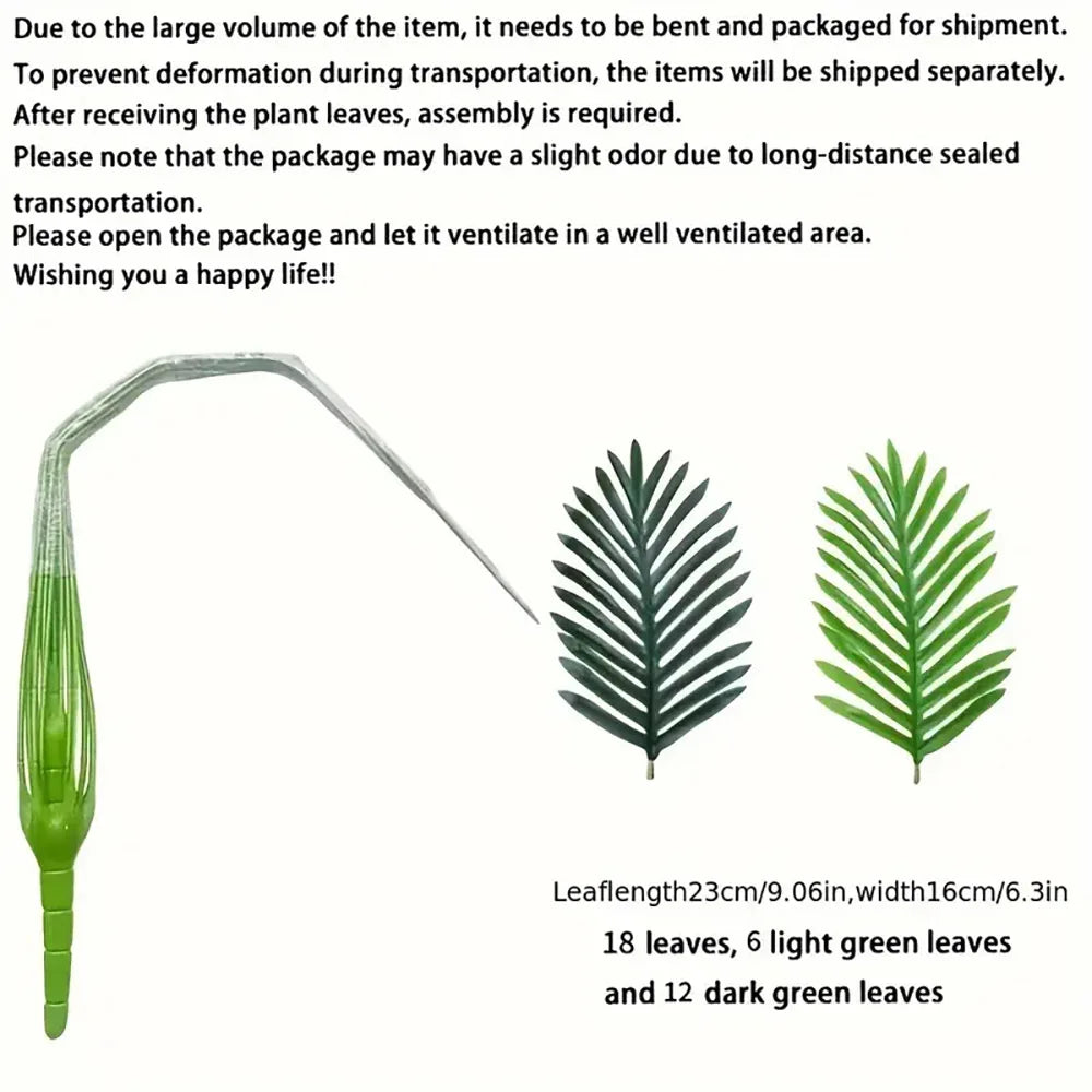 35-inch artificial giant palm tree plant; 2 pieces lifelike green leaves; no maintenance required; indoor and outdoor decoration . Accommodates Small and Large Outdoor Areas. 2 Plants. Pots NOT Included so You Can Choose What