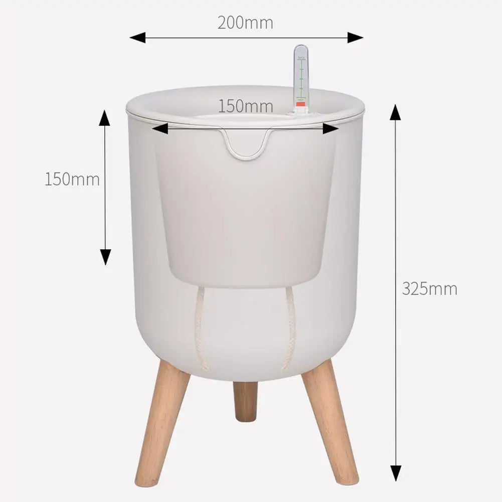 New Automatic Self-Watering Flower Pot With Water Level For Home Indoor Outdoor Garden Flower Pot With Wooden Legs. Love These. Perfect for Those of us that Forget to Water!!