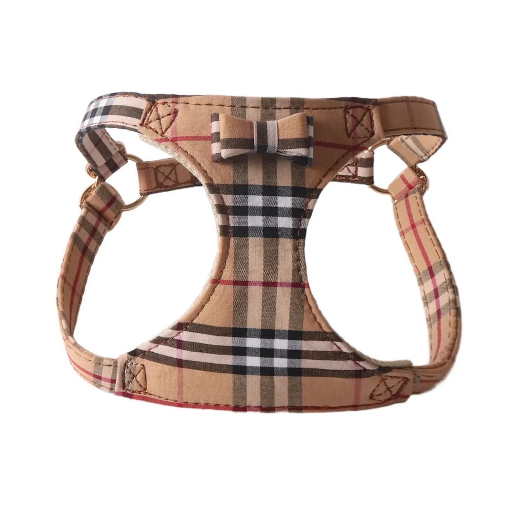 Dog Harness Leash Set for Small and Medium Dogs Adjustable Plaid Bow Vest Double Hook Leash Pet .Your Fur Babies will be Walking in Style.