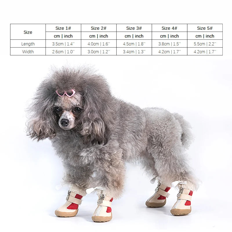 4pcs/set Fleece lined boots for Dogs.  Thick non-slip soles to protect their Paws.  They are just too cute!!