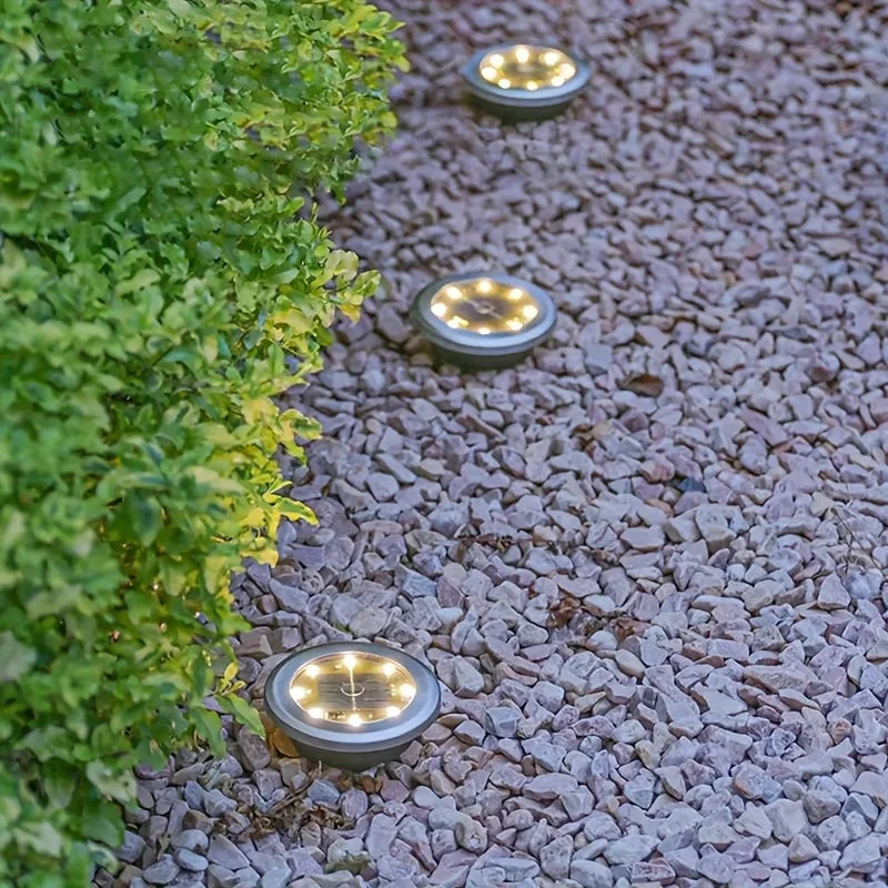 8 Pcs 8LED Solar Power Disk Light Outdoor Garden Solar Light . Great for Lighting a Pathway and Flower Beds.
