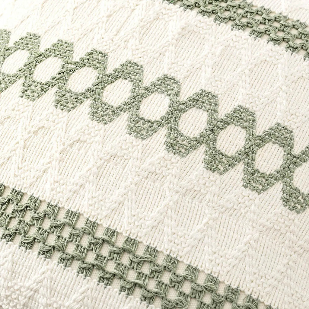 Set of 2 Sage Green Boho Pillow Covers, 18x18 Inch Farmhouse Rustic Cotton Cushions for Sofa Bed Chair Decor