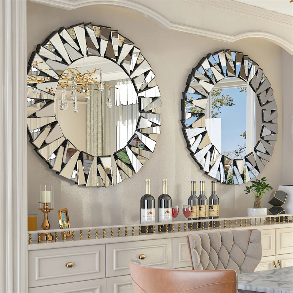 79cm Large Round Wall Mirror. Accent Decor Mirror with Beveled Frame. Bathroom Bedroom Livingroom. A stunning Focal point in any room of your Home.