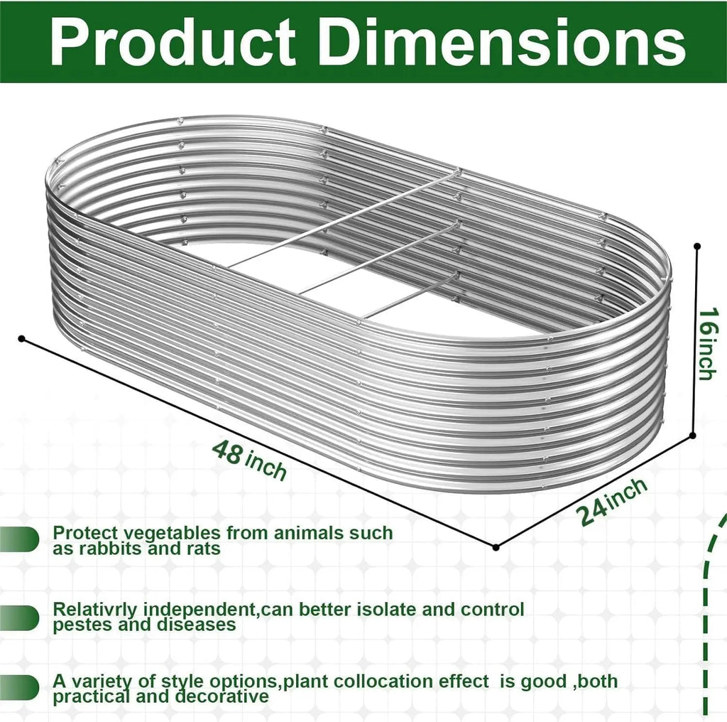 2-Pack Tall Galvanized Steel Raised Garden Bed, 4x2ft Outdoor Planter Box for Vegetables and Flowers. Easily Maintained. Farmhouse Style.