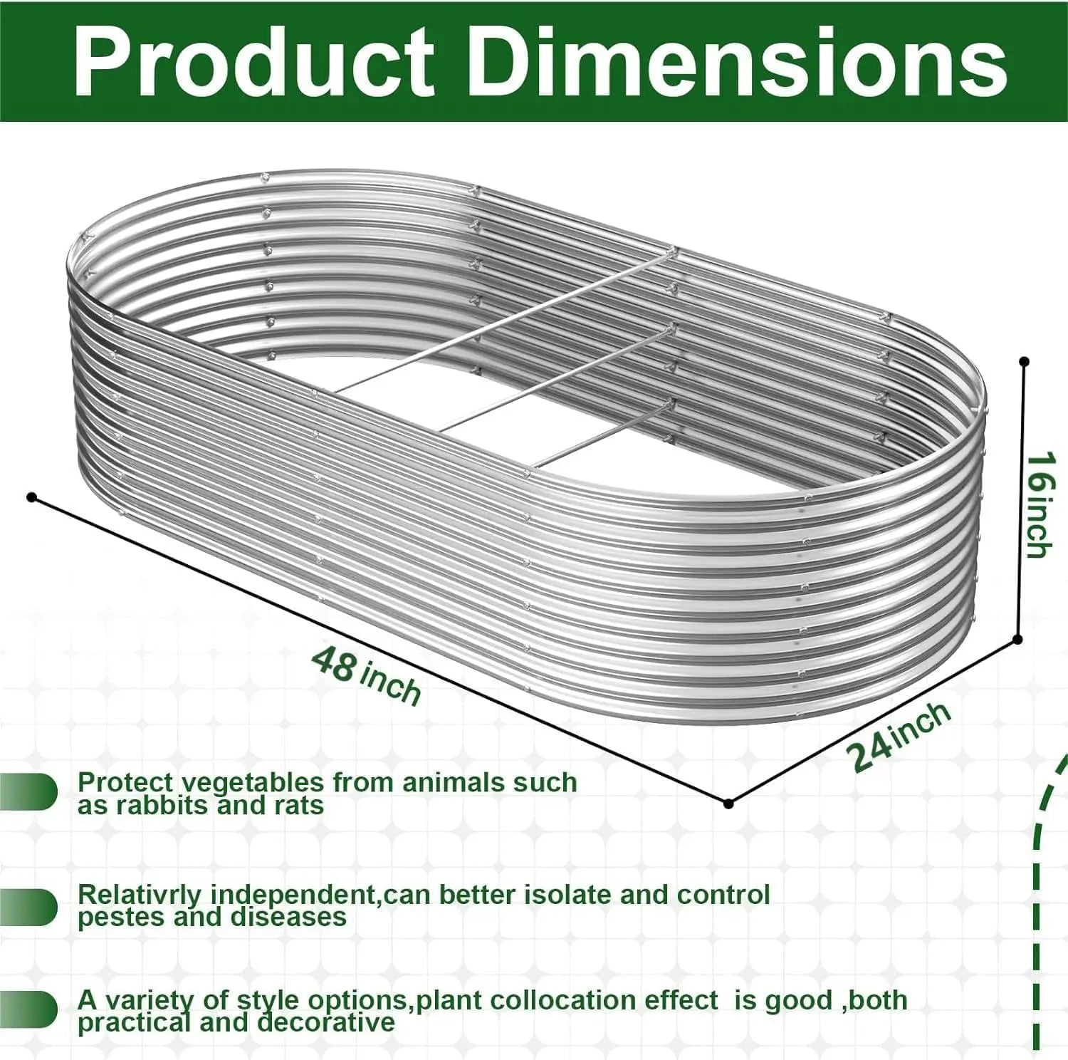 2-Pack Tall Galvanized Steel Raised Garden Bed, 4x2ft Outdoor Planter Box for Vegetables and Flowers. Easily Maintained. Farmhouse Style.