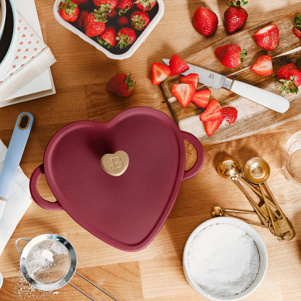Beautiful by Drew Barrymore 2qt Heart Cast Iron Dutch Oven, Black Sesame. Multiple colors.