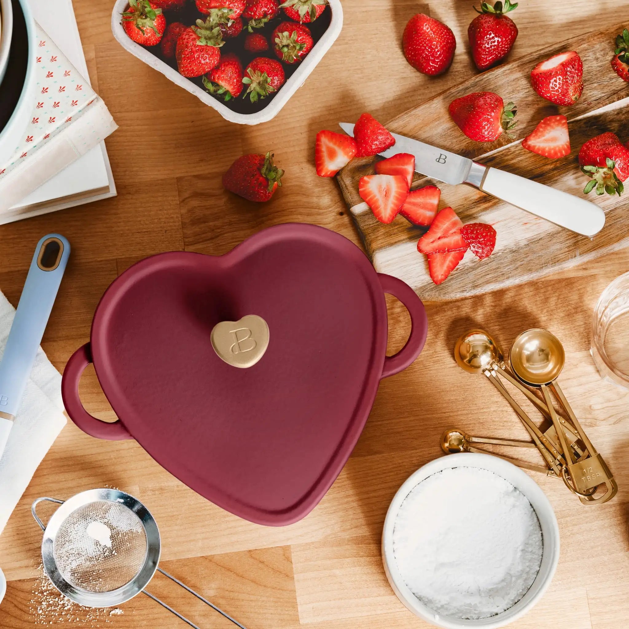 Beautiful by Drew Barrymore 2qt Heart Cast Iron Dutch Oven, Black Sesame. Multiple colors.