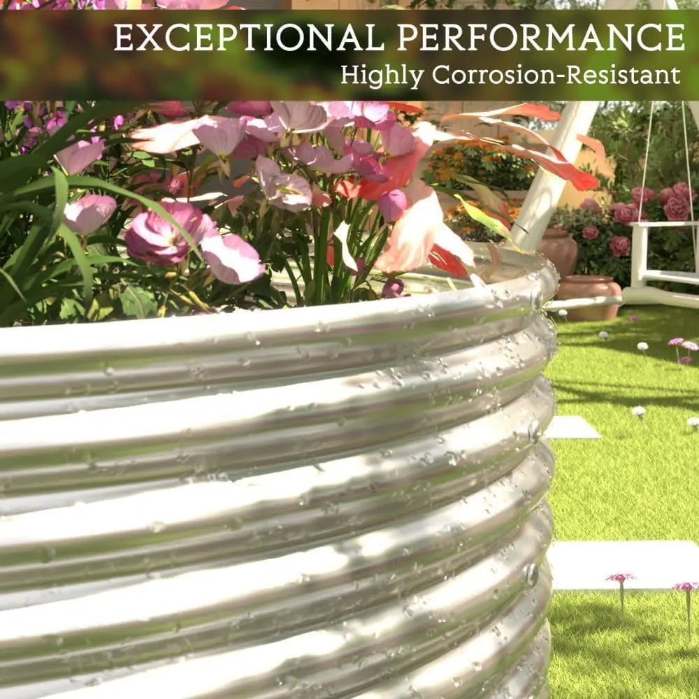 2-Pack Tall Galvanized Steel Raised Garden Bed, 4x2ft Outdoor Planter Box for Vegetables and Flowers. Easily Maintained. Farmhouse Style.