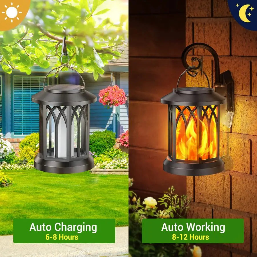 4 Pack Solar Lantern Outdoor Lights, Upgraded Flickering Flame Solar Lanterns . Makes any Yard  or Patio Cozy.