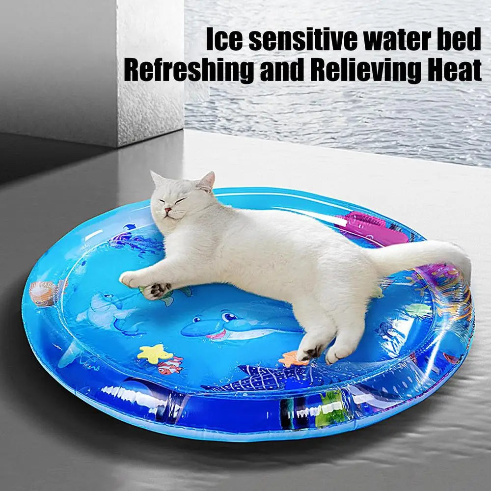 Water Sensory Play Mat Inflatable Water Mat For Cat And Dog Pet Playmat With Fish Sea Theme Sensory Toy.