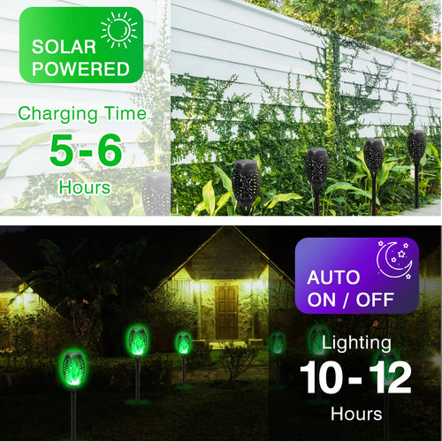 4/6/8/12Pcs Solar Flame Torch Light LED Flickering Outdoor Decoration Powered For Lawn Path Yard Patio Floor Night Lamp