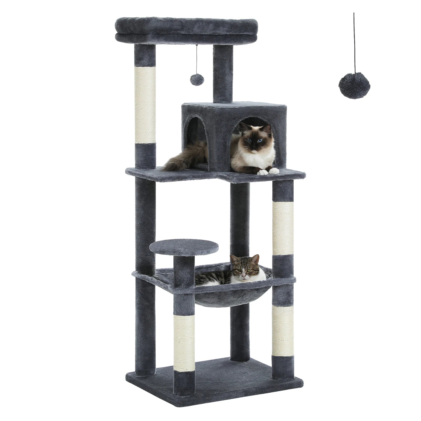 Cat Tree for Indoor Cats 5-Level Cat Tower for Large Cats with Large Hammock Sisal Covered Scratching Posts Cozy Condo Top Perch. Love This!!!