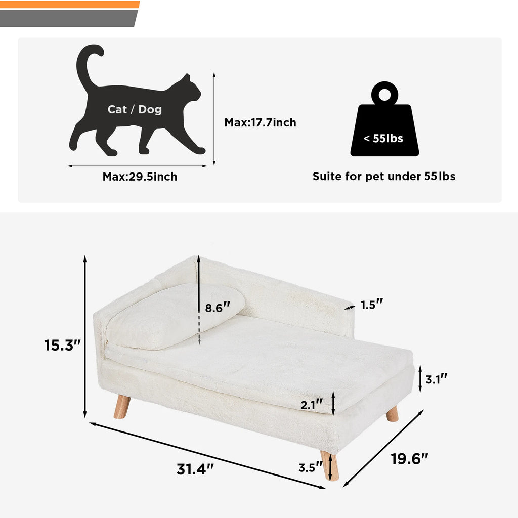 Elevated Pet Bed/ Sofa Bed with Sturdy Wood Legs for Small Dog /Cats. Perfect for Our Pampered Fur Babies! Available in 2 sizes.