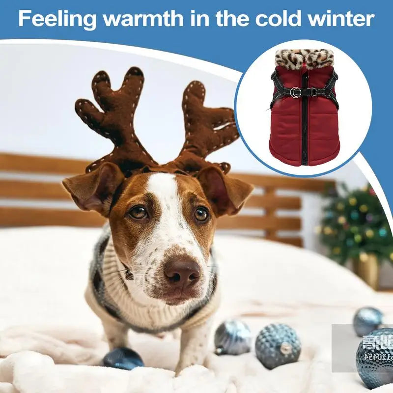 Pet Dog Coat With Reflective Harness Warm, Waterproof Coat for Fur babies of all sizes. 2 color choices.