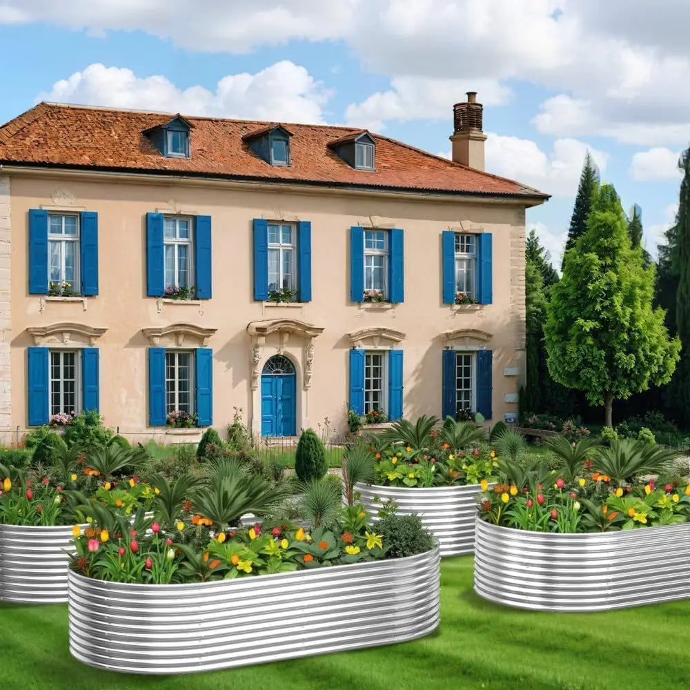 2-Pack Tall Galvanized Steel Raised Garden Bed, 4x2ft Outdoor Planter Box for Vegetables and Flowers. Easily Maintained. Farmhouse Style.