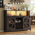 Farmhouse Style Coffee Bar/Wine Bar with LED Lighting and Sliding Barn Door. This is a Great Piece to Bring a Little Farm Charm to Your Home. Two Finishes to Choose From.