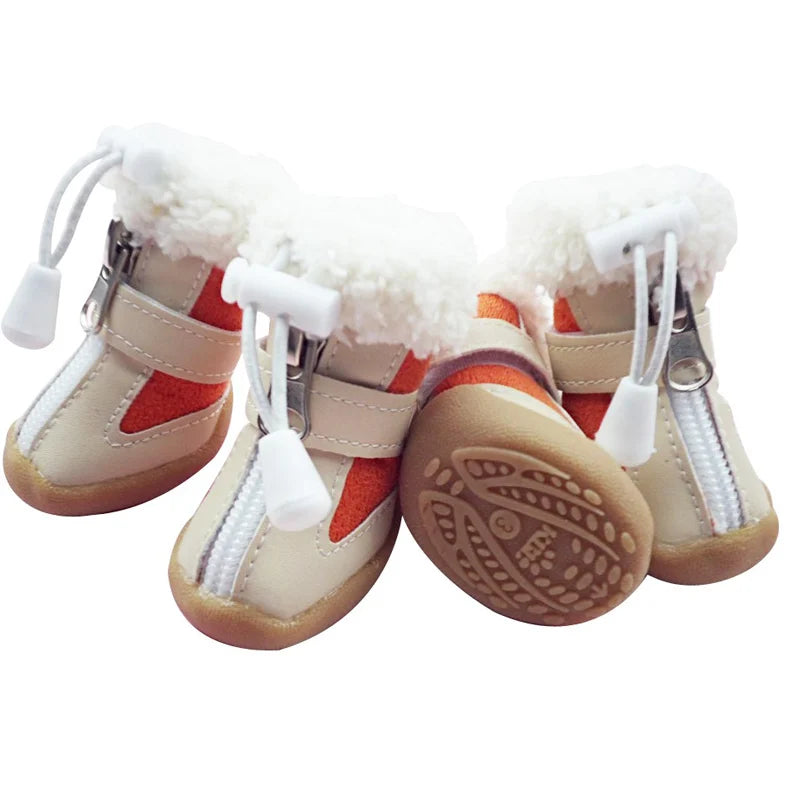 4pcs/set Fleece lined boots for Dogs.  Thick non-slip soles to protect their Paws.  They are just too cute!!