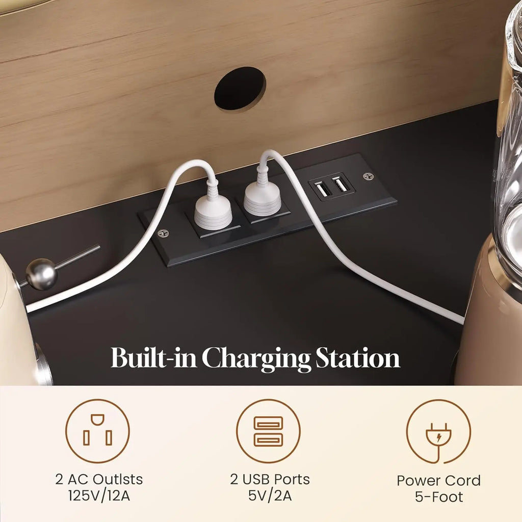 73" Tall Arched Bakers Rack with Power Outlet and LED Light, Farmhouse Coffee Bar Cabinet, Kitchen Microwave Stand. Multiple Finishes and Attractive Features.