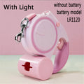 Dog Leash With Led Lights and Garbage Bag Retractable Nylon . Multiple color choices.