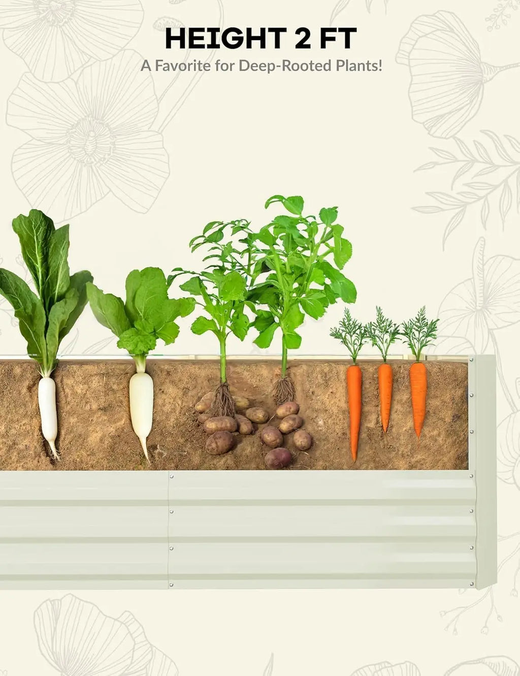6x3x2 8x4x2ft Galvanized Raised Garden Bed Deep Root Planter Box for Vegetables Flowers Herbs-Large Metal Raised Garden Bed Kit. 2 colors and sizes.