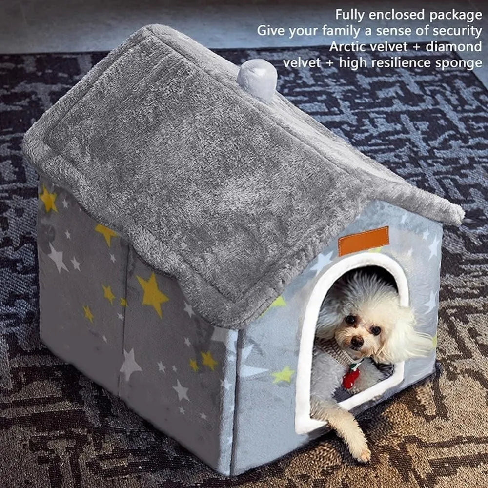 Cozy Indoor Dog House/Bed. Portable for travel. Accommodates Small and Medium Fur Babies. Love This!