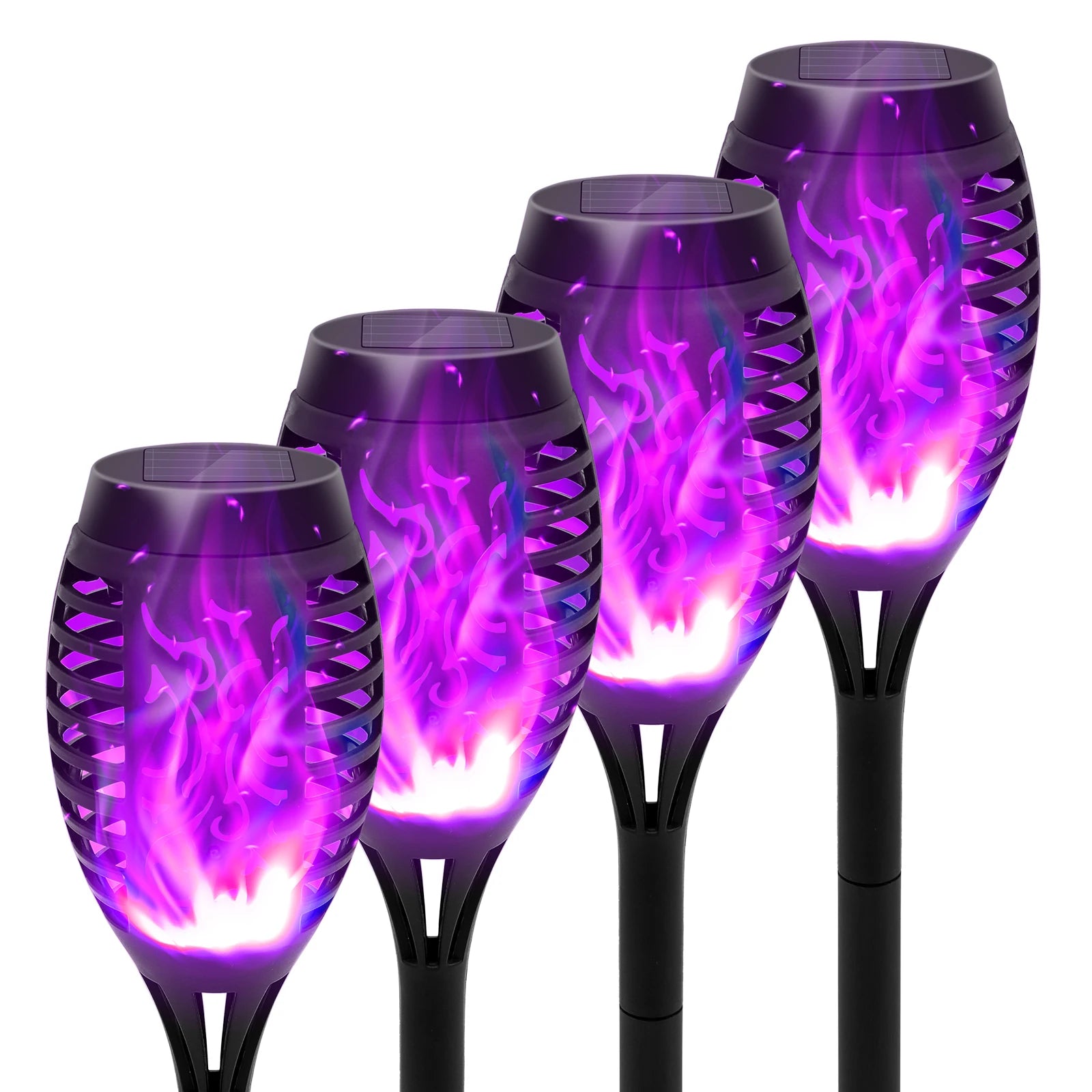 4/6/8/12Pcs Solar Flame Torch Light LED Flickering Outdoor Decoration Powered For Lawn Path Yard Patio Floor Night Lamp