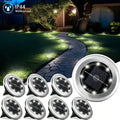 8 Pcs 8LED Solar Power Disk Light Outdoor Garden Solar Light . Great for Lighting a Pathway and Flower Beds.