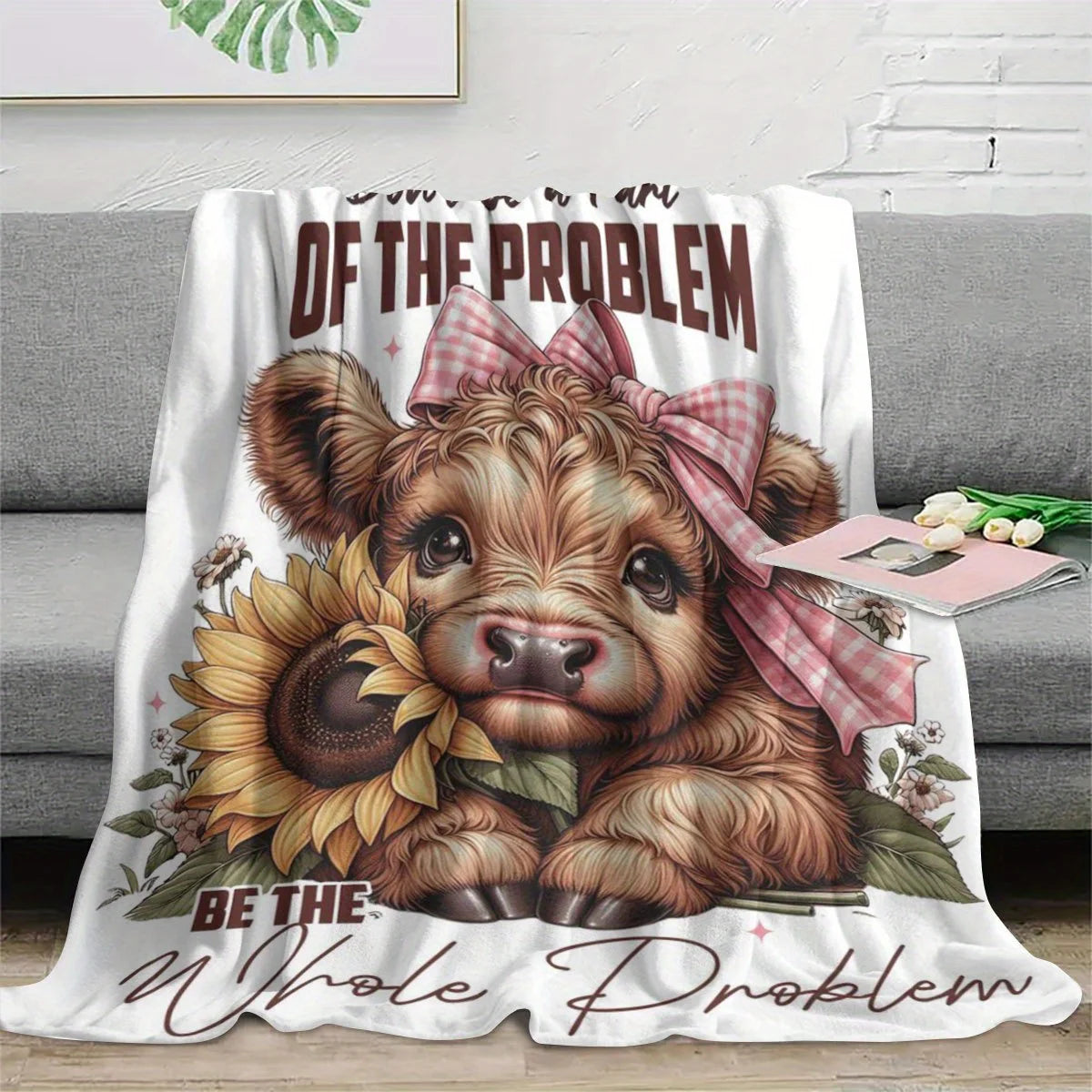 Cozy Highland Cow Print Flannel Blanket.  Multiple sizes to choose from. Functional and Fabulous!