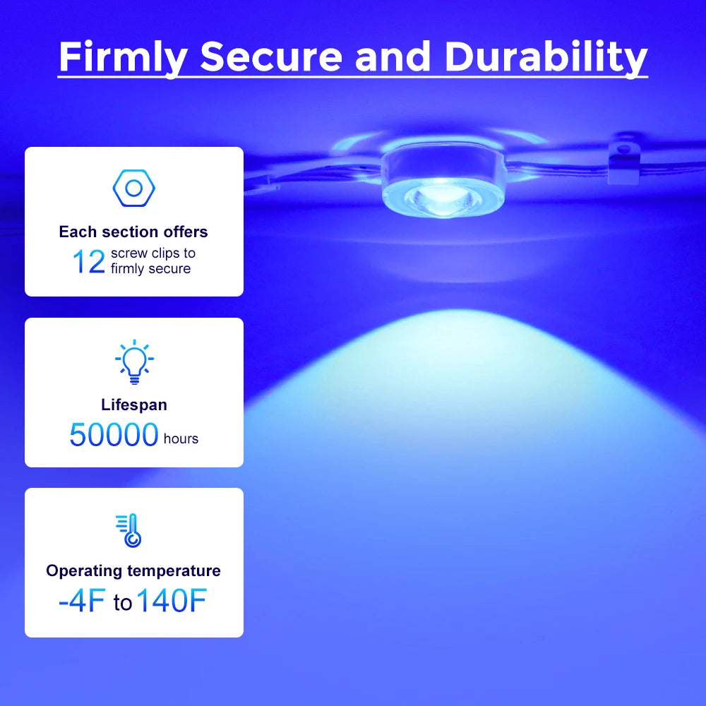 Permanent Outdoor Lights, 100ft/150FT RGBIC Outdoor Lights with 60/90 LED Lights, IP67 Waterproof, 100 Scene Modes. I Have Seen These Lights in Action and They are Great.