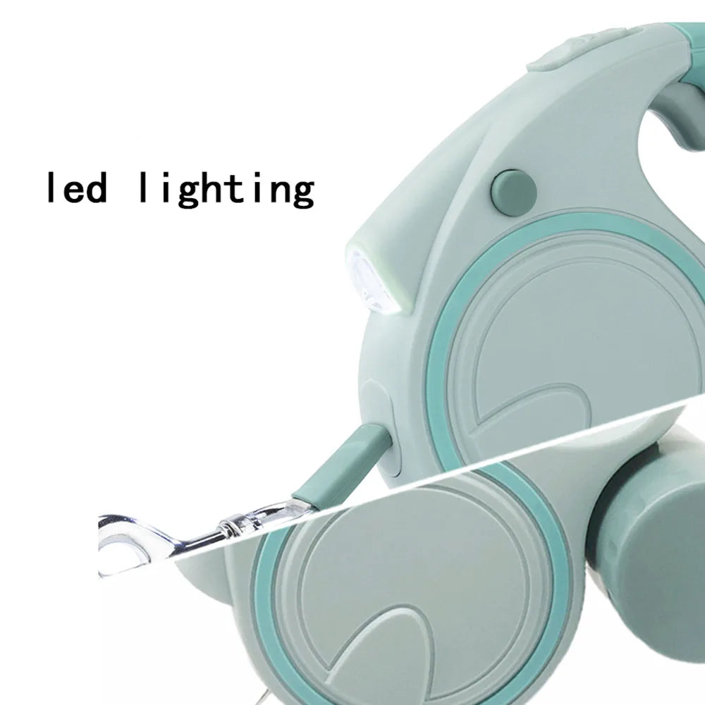 Dog Leash With Led Lights and Garbage Bag Retractable Nylon . Multiple color choices.