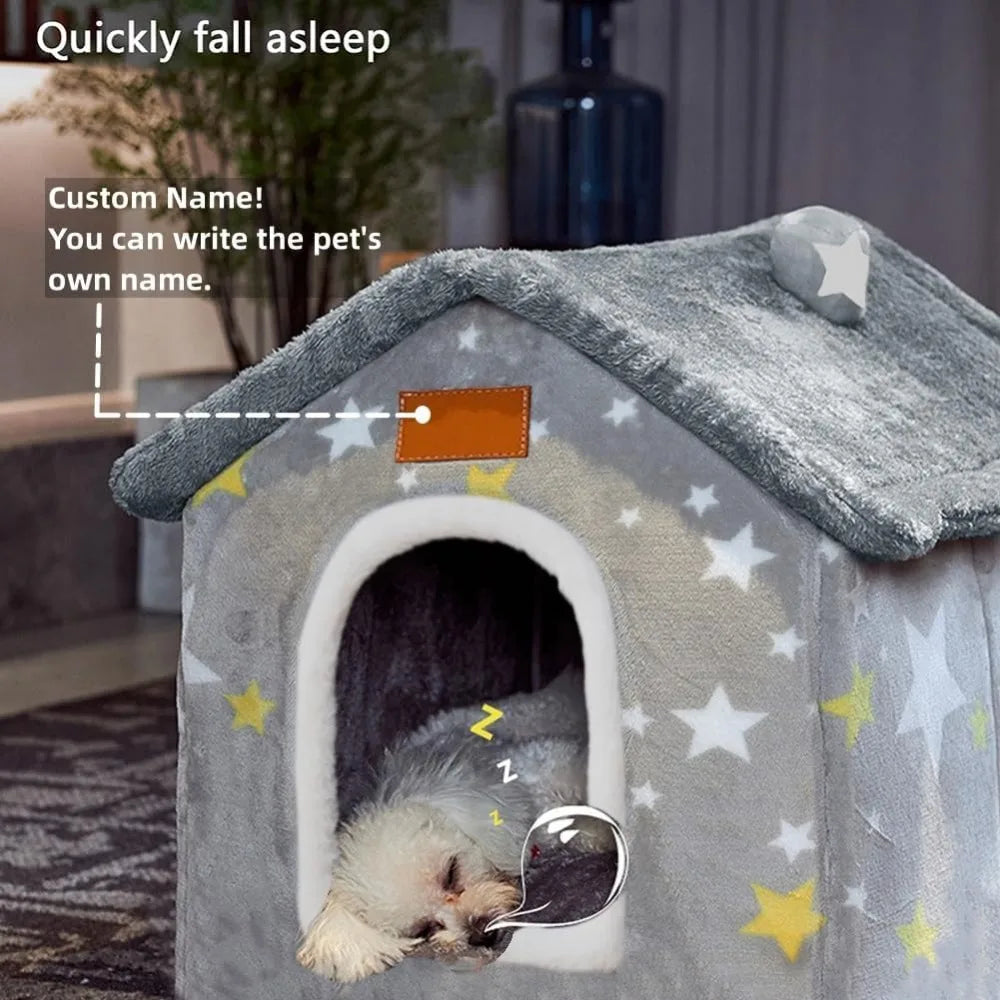Cozy Indoor Dog House/Bed. Portable for travel. Accommodates Small and Medium Fur Babies. Love This!