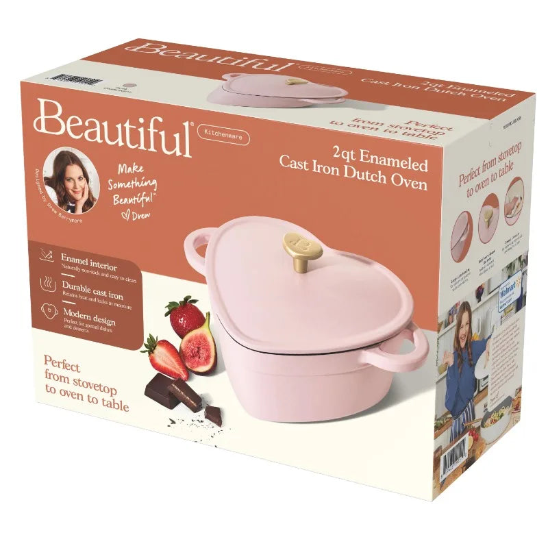 Beautiful by Drew Barrymore 2qt Heart Cast Iron Dutch Oven, Black Sesame. Multiple colors.