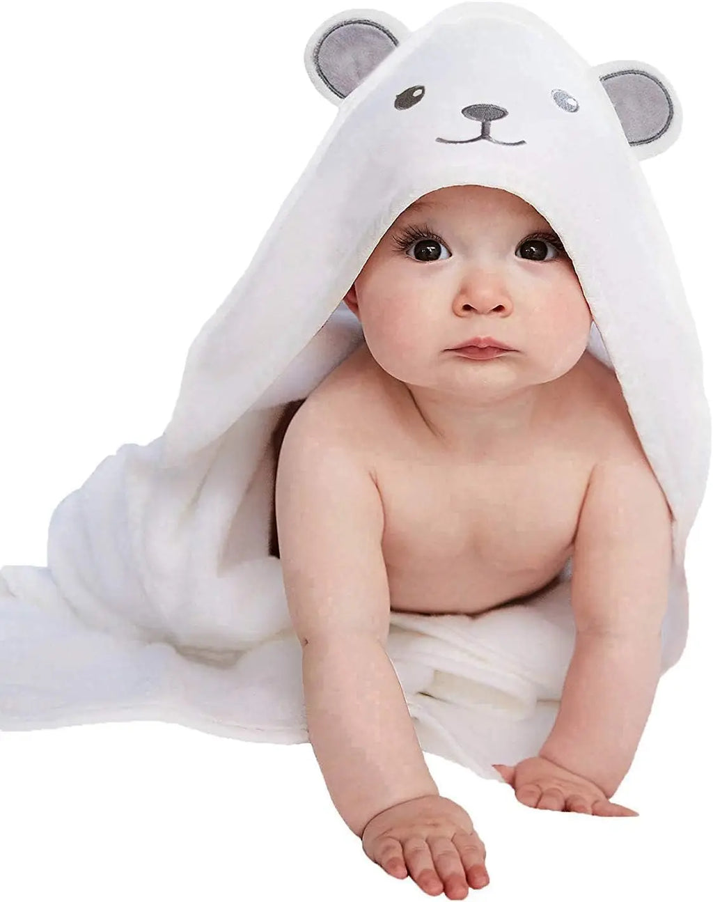 Bamboo Rayon Hooded Towel with Bear Ears - Absorbent Large 30x30 Inch Bath Towel for Babies. A Whole Bundle of Cuteness!