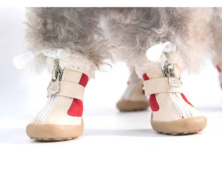 4pcs/set Fleece lined boots for Dogs.  Thick non-slip soles to protect their Paws.  They are just too cute!!