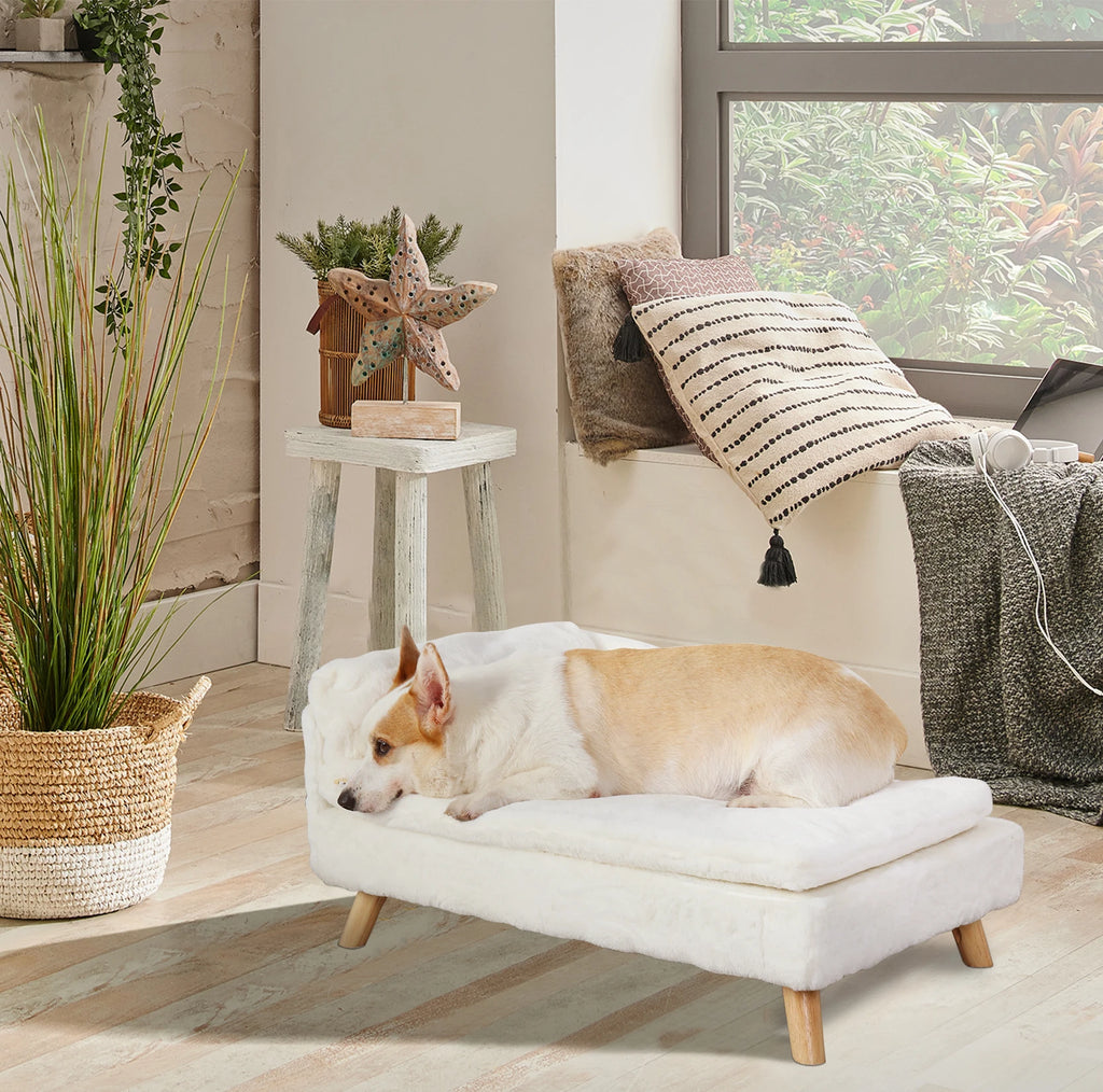 Elevated Pet Bed/ Sofa Bed with Sturdy Wood Legs for Small Dog /Cats. Perfect for Our Pampered Fur Babies! Available in 2 sizes.