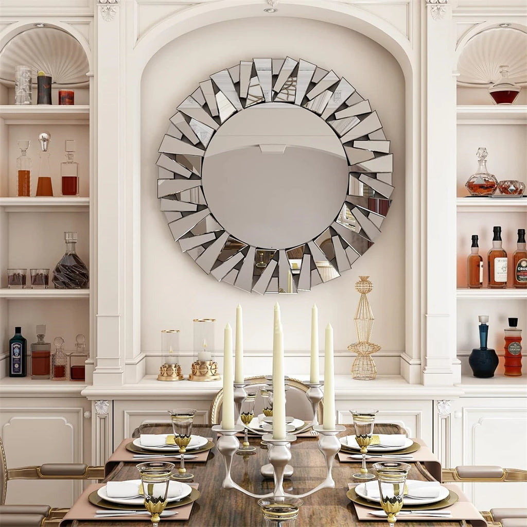 79cm Large Round Wall Mirror. Accent Decor Mirror with Beveled Frame. Bathroom Bedroom Livingroom. A stunning Focal point in any room of your Home.
