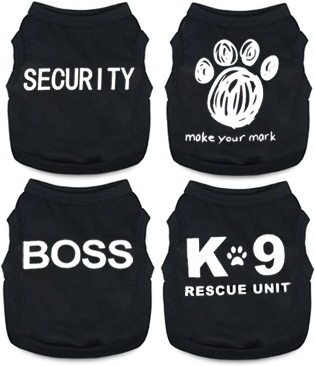 4-Piece Small Dog Clothes Set for Summer and Spring, Soft Pet Shirts in XXS Black. Cute Summer Shirts for the Tiniest Fur Babies.. Adorable!