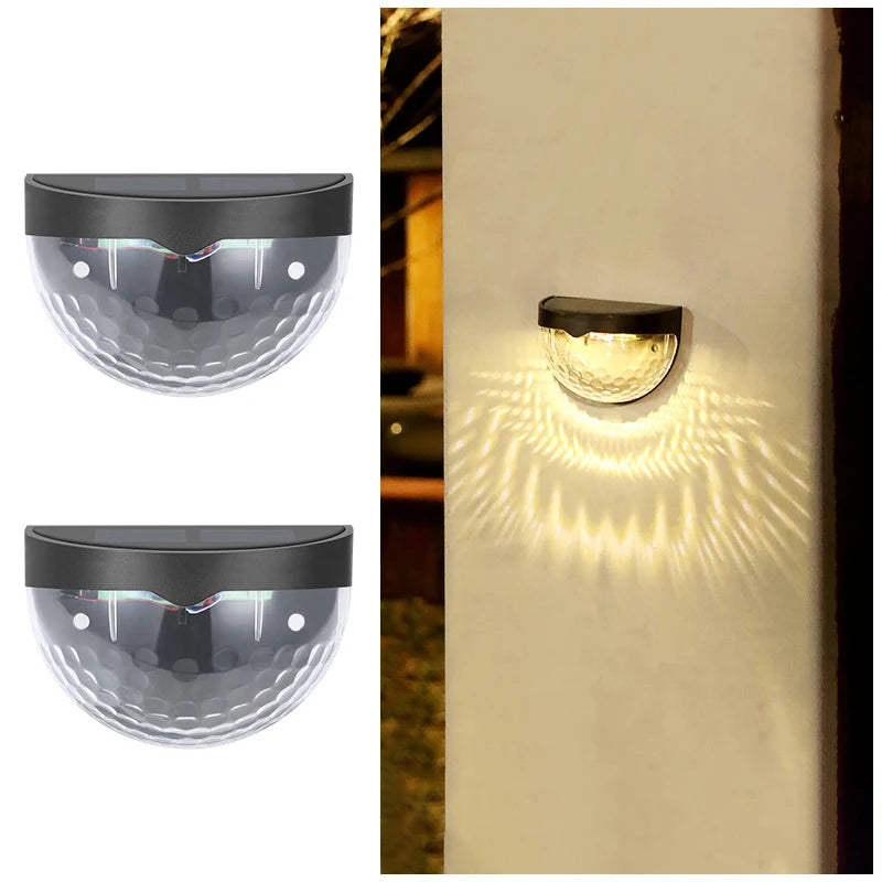 2PCS Solar Wall Lamp, 6LEDs Outdoor Waterproof Solar Light Warm White, These will Illuminate your porch, Deck and Patio with a Unique and Beautiful Pattern.
