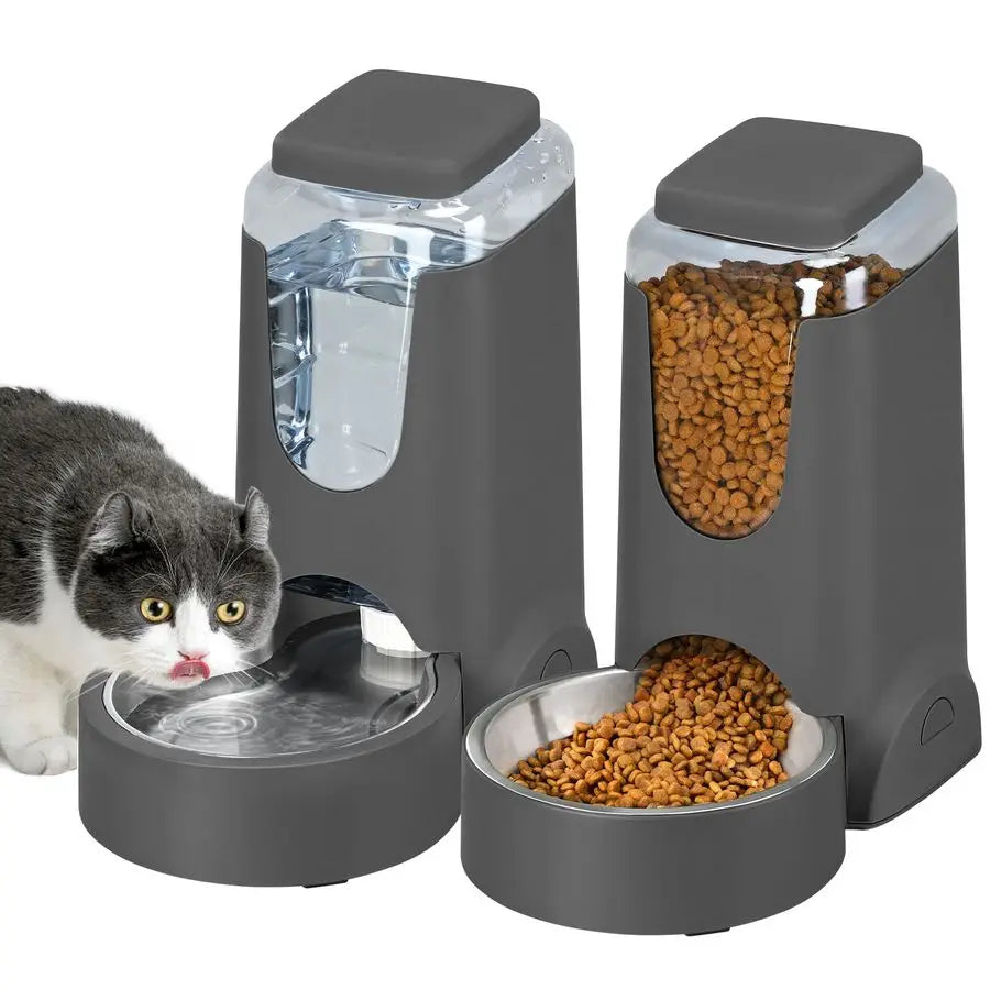 2 Pack Automatic Cat/Dog Feeder.  Stainless Steel Water and Food Dispenser.