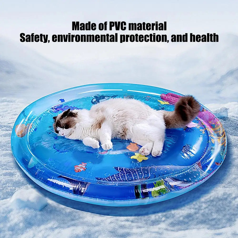 Water Sensory Play Mat Inflatable Water Mat For Cat And Dog Pet Playmat With Fish Sea Theme Sensory Toy.