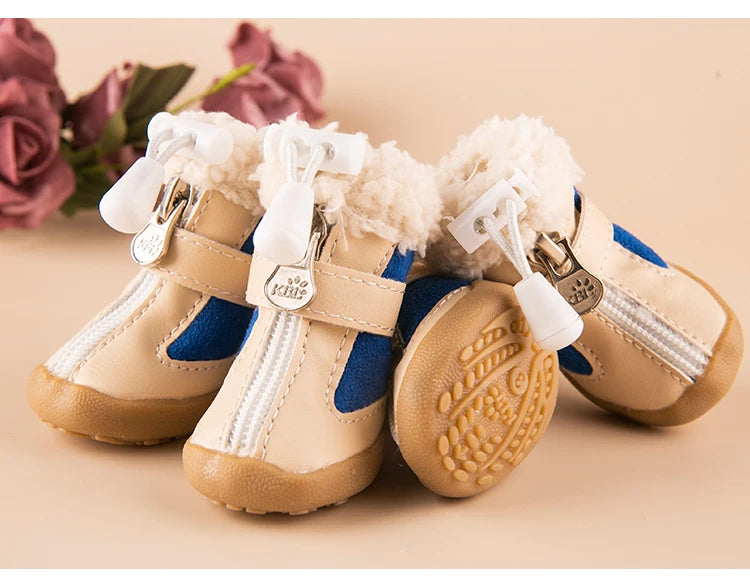 4pcs/set Fleece lined boots for Dogs.  Thick non-slip soles to protect their Paws.  They are just too cute!!