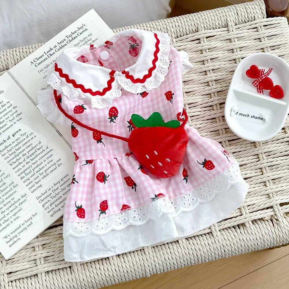 Your Fur Baby will be the Best Dressed Dog in Town in this Red and White Plaid and Strawberry Spring Dress. It also comes in Pink and White and Multiple Sizes.