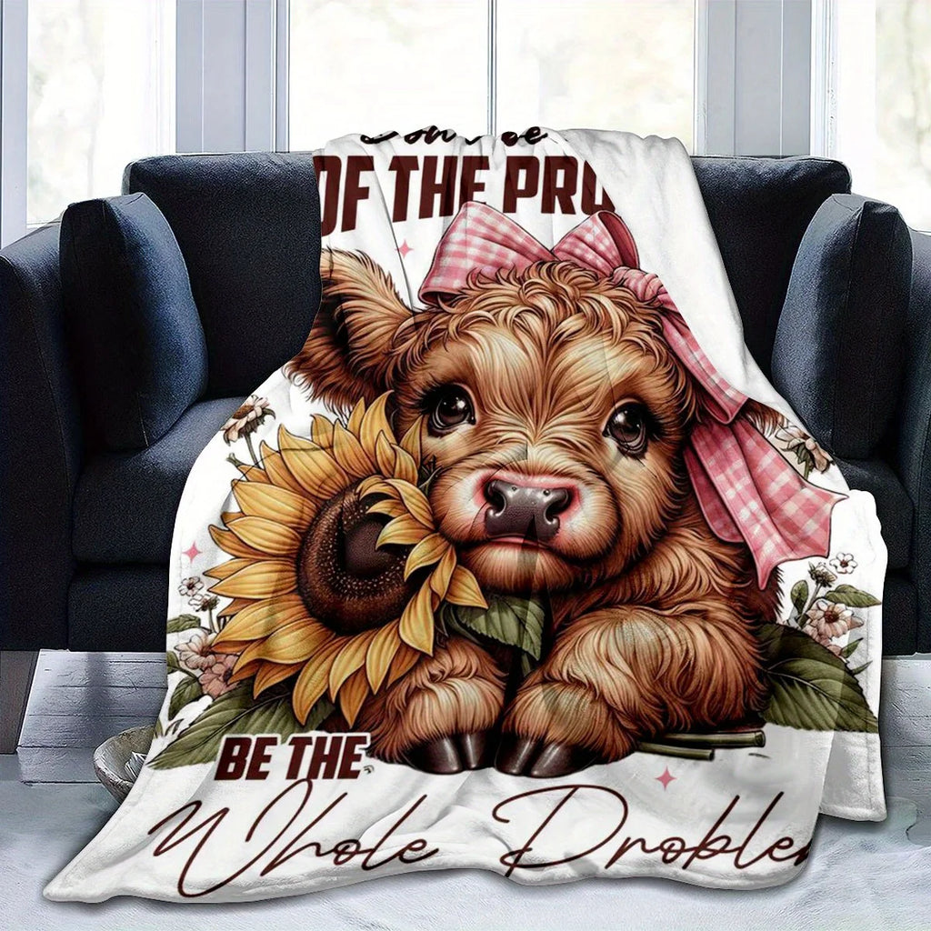 Cozy Highland Cow Print Flannel Blanket.  Multiple sizes to choose from. Functional and Fabulous!