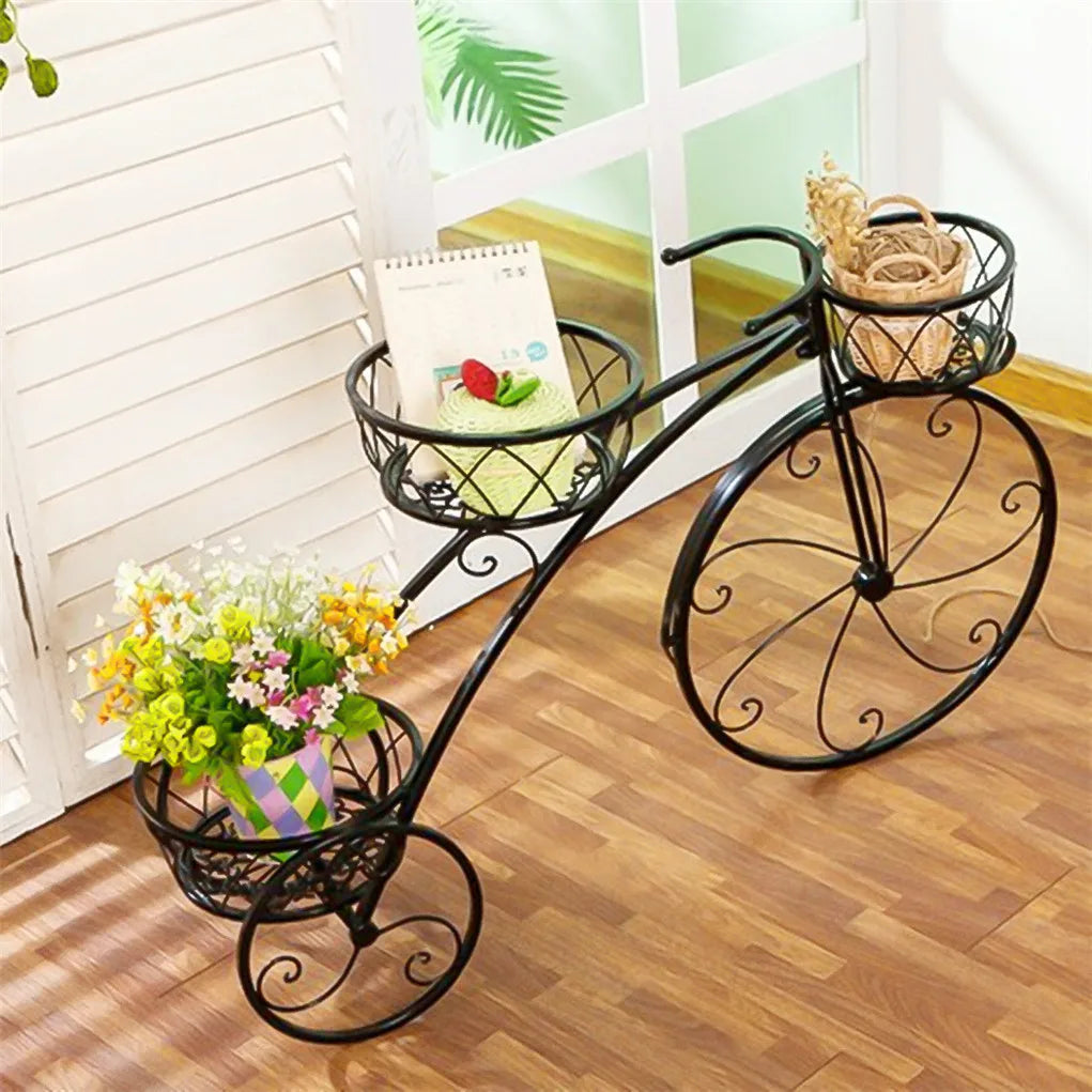 3-Tier Wrought Iron Tricycle Plantstand. Garden and Patio Decor Flower Pots . Too Cute!!!