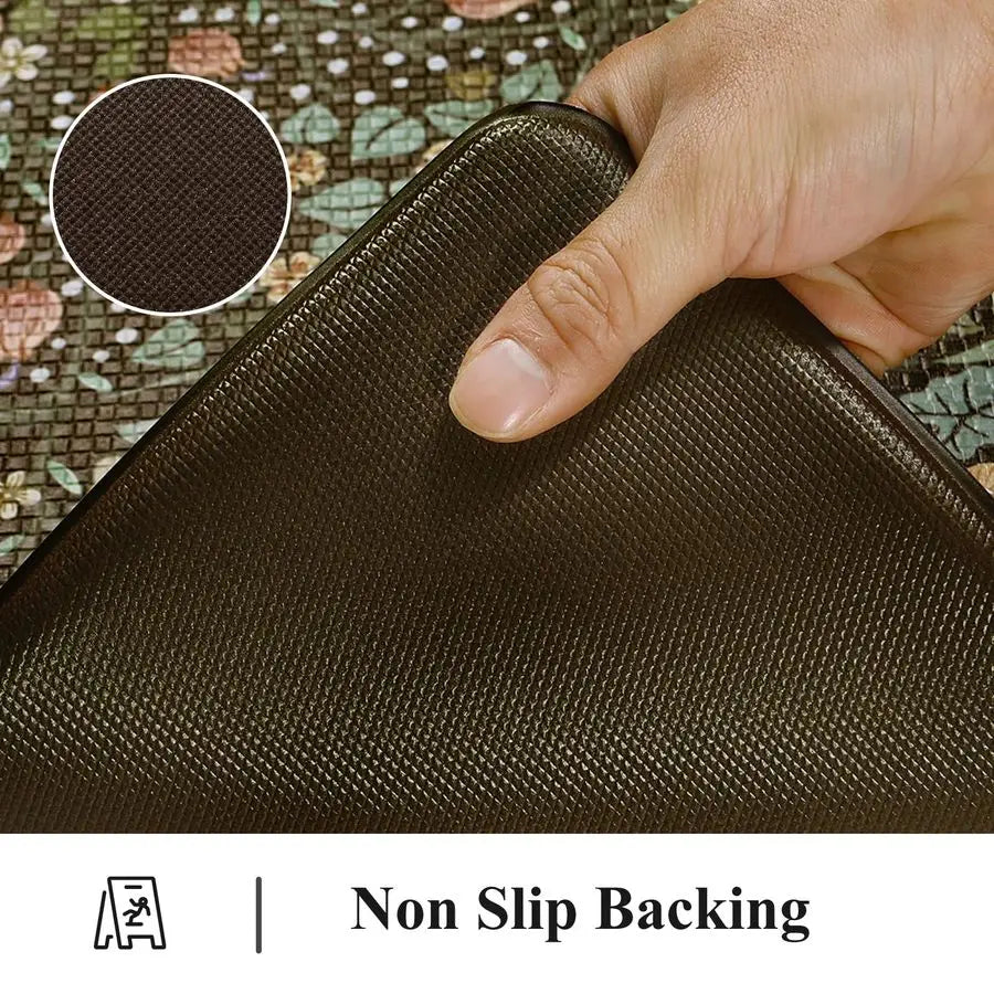 2PCS, Cushioned Anti Fatigue Mat Non Slip Waterproof Kitchens Sink Rug, Vintage Spring Floral Rugs ..These  will Save Your Frrt and Legs!