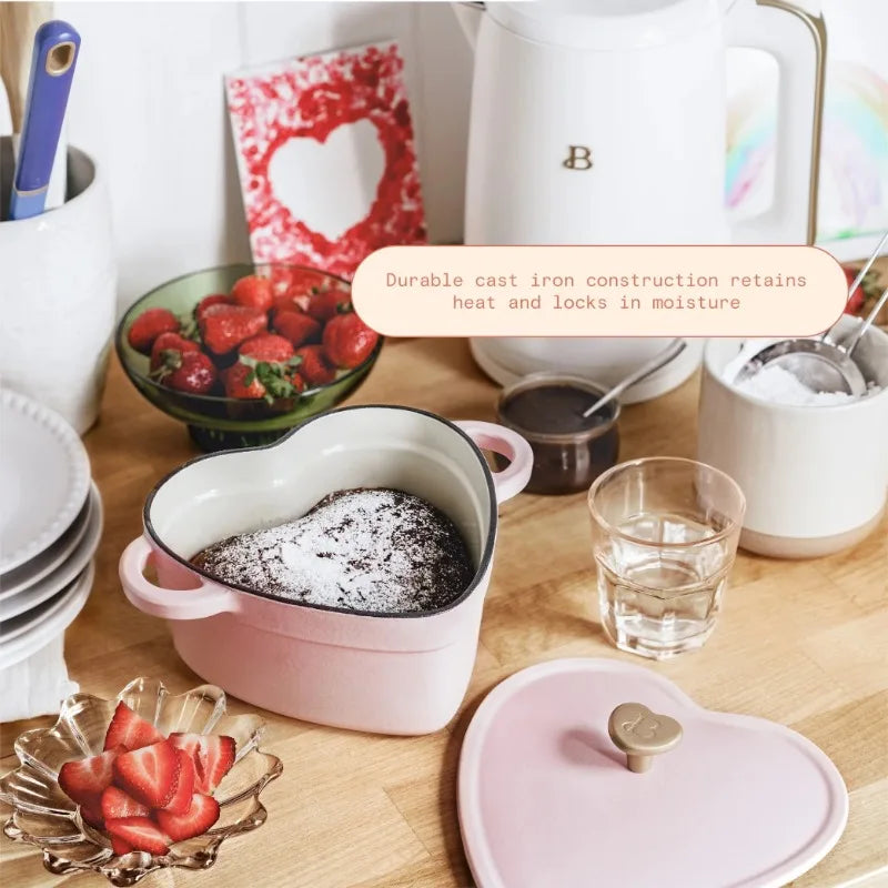 Beautiful by Drew Barrymore 2qt Heart Cast Iron Dutch Oven, Black Sesame. Multiple colors.