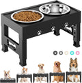 Adjustable Height Raised Dog Bowl Stand with 2 Stainless Steel Bowls, Non-Slip Feeder for Medium Large Dogs. Grows with Your Fur Baby.