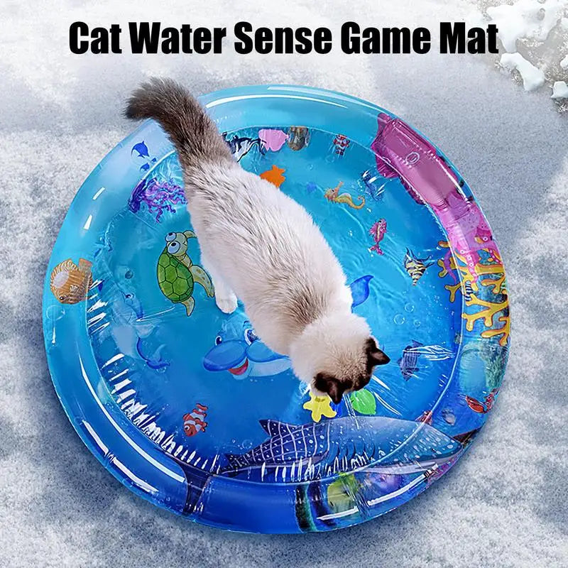 Water Sensory Play Mat Inflatable Water Mat For Cat And Dog Pet Playmat With Fish Sea Theme Sensory Toy.