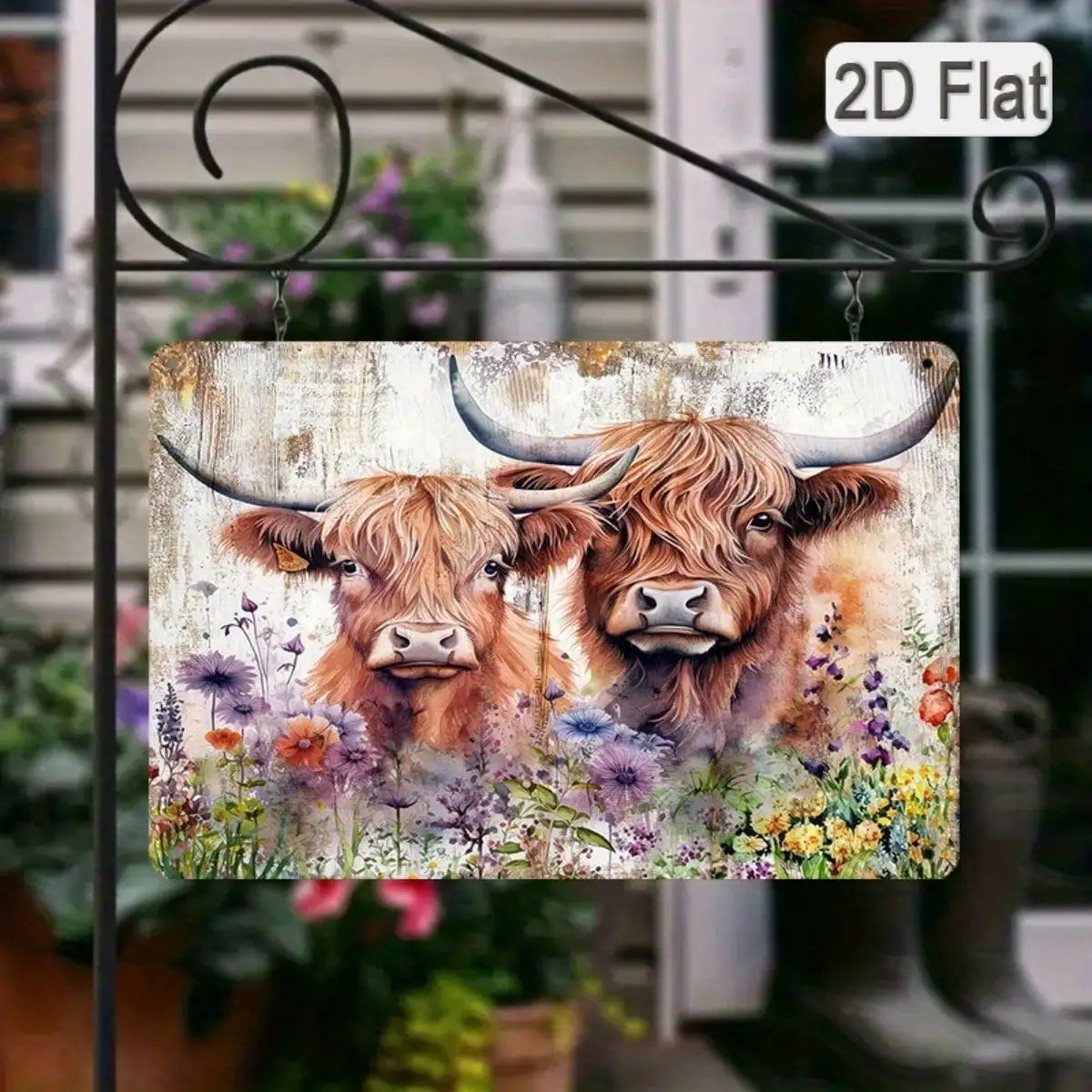 - Rustic Farm Charm Metal Wall Decor.  8x12 Highland Cow metal Sign.