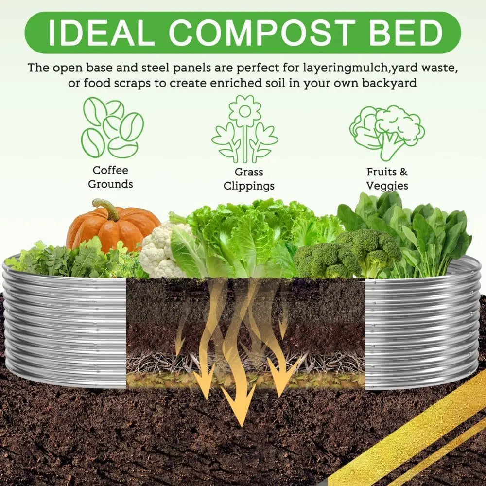 2-Pack Tall Galvanized Steel Raised Garden Bed, 4x2ft Outdoor Planter Box for Vegetables and Flowers. Easily Maintained. Farmhouse Style.